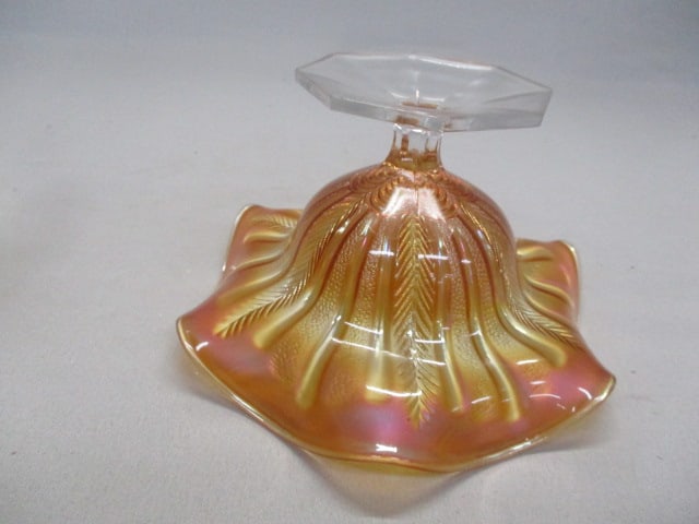 Vintage Marigold Carnival Glass Compote - 5