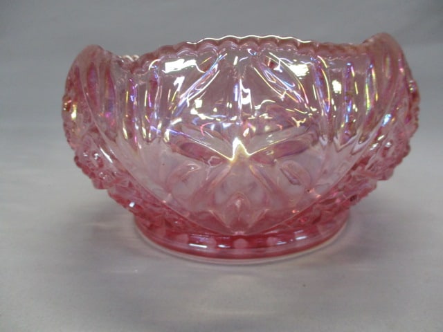 LE Smith Pink Iridescent Carnival Glass Bowl - 3