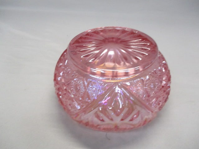 LE Smith Pink Iridescent Carnival Glass Bowl - 4