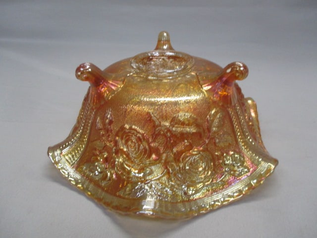 Vintage Imperial Marigold Carnival Glass Footed Bowl - 4