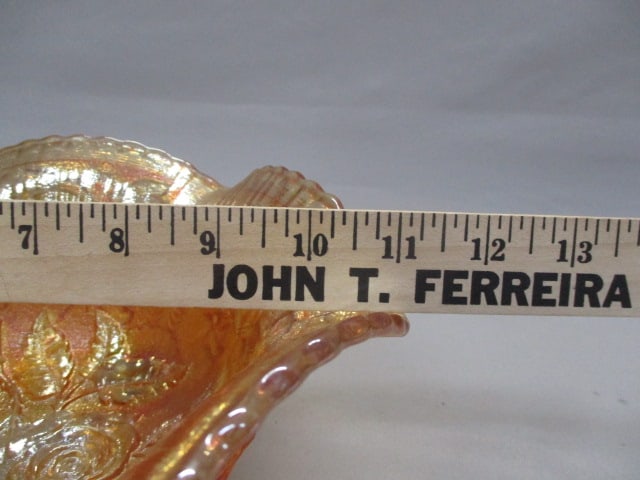 Vintage Imperial Marigold Carnival Glass Footed Bowl - 5