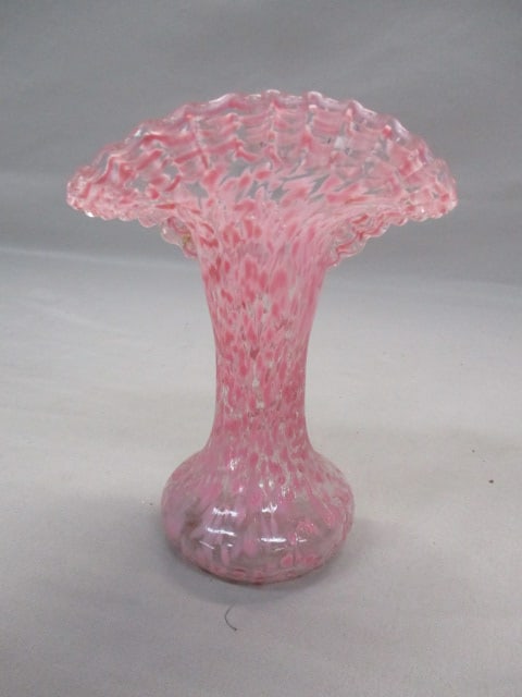 Jefferson Glass Pink Spatter Jack In The Pulpit Vase - 4