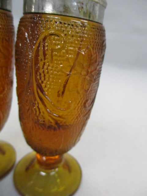 Indiana Glass Tiara Amber Salt & Pepper Shakers - 2