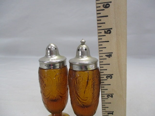 Indiana Glass Tiara Amber Salt & Pepper Shakers - 3