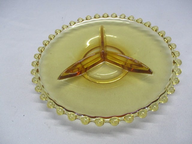 Vintage Amber Glass "Candlewick" Relish Dish: 8.5"