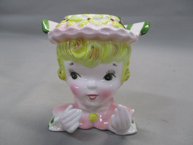 3" Enesco Girl Head Vase Place Card Holder: .