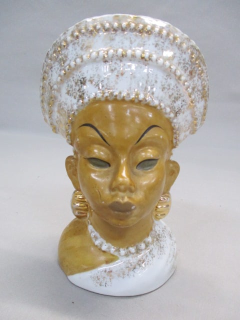 7" Napco Asian Lady Head Vase: .