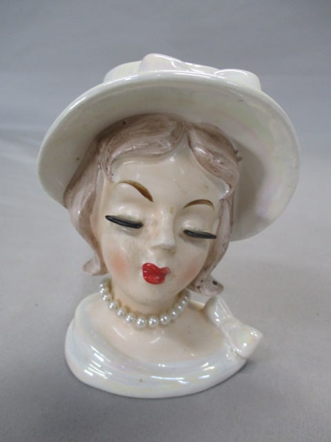 4.5" Lefton #2424 Lady Head Vase: .