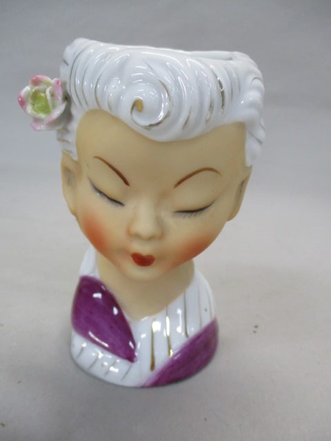 5" Enesco Lady Head Vase: .