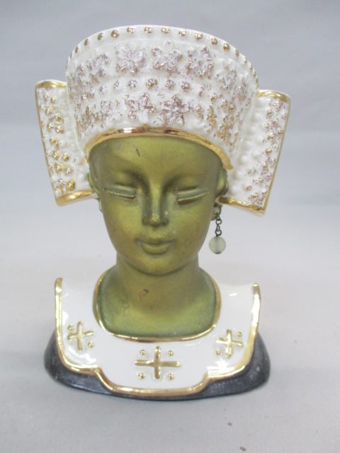5.5 Royal Sealy Nefertiti Lady Head Vase: Missing Earring - See All Pictures