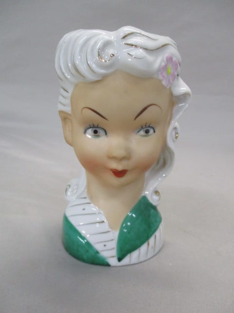 6" Enesco Lady Head Vase (1 of 9)