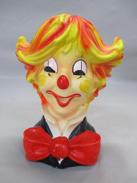 7.5" Inarco #E2978 Clown Head Vase: Small Chips - See All Pictures