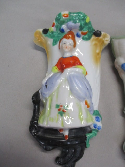 2 Vintage Porcelain Wall Pockets Made in Japan - 2