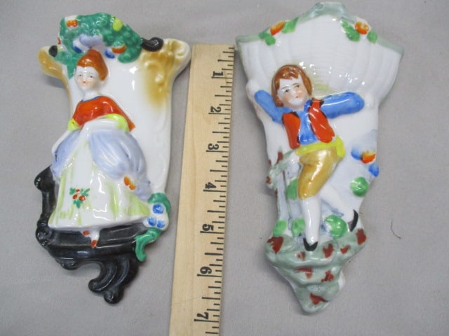 2 Vintage Porcelain Wall Pockets Made in Japan - 6