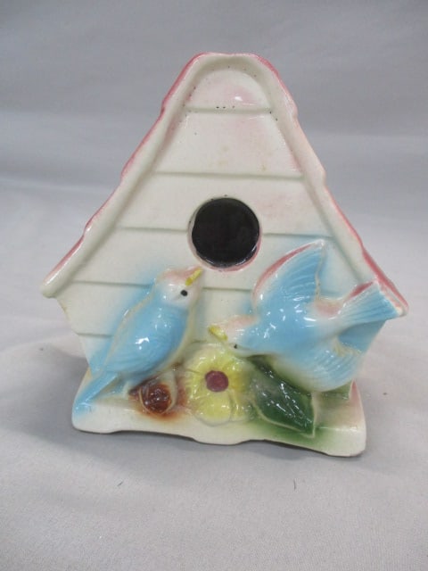 Shawnee Pottery Bird House w/Blue Birds Wall Pocket/Planter (1 of 5)
