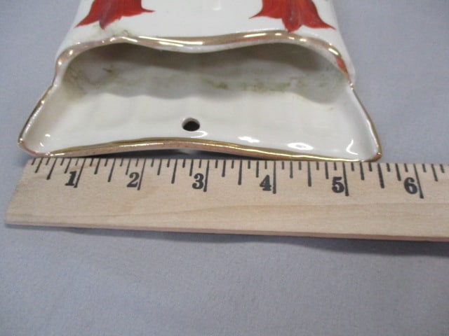 Ceramic Dust Pan w/Red Tulips Wall Pocket - 6