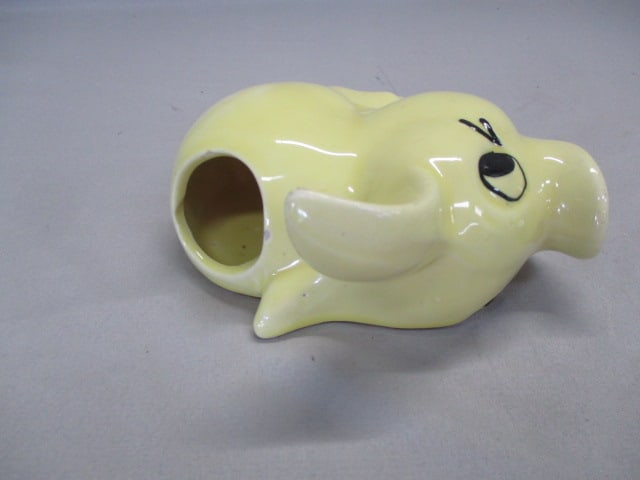 Vintage Morton Pottery Yellow Skedaddle Pig Wall Pocket - 4