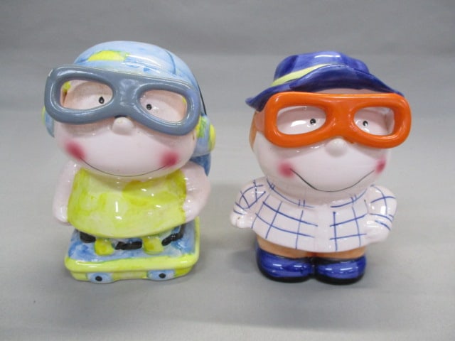 2 Vintage Ceramic Character Banks By Homax: 6"