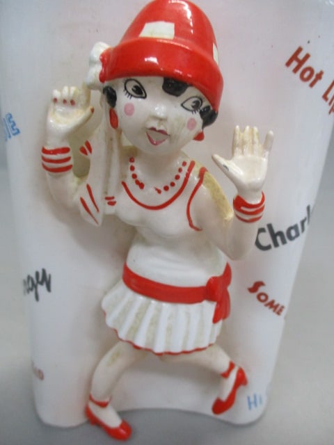 Vintage Ceramic 3D "Flapper Girl" Roaring 20's Flask Decanter - 2