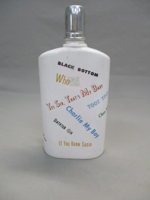Vintage Ceramic 3D "Flapper Girl" Roaring 20's Flask Decanter - 3