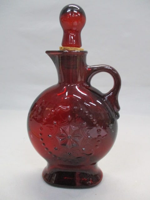 1960/70's Wheaton Ruby Red Star Glass Decanter: 10"