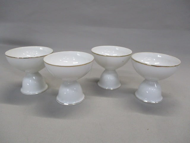 Nippon Porcelain Pedestal Serving Bowls White w/Gold Trim (1 of 5)