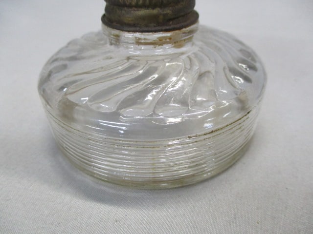 Antique Miniature Oil Lamp w/Swirl Pattern on Font and Chimney - 4