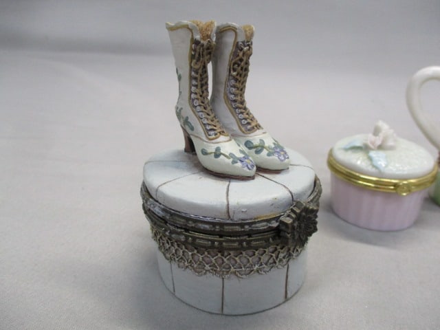 3 Hinged Ceramic Trinket Boxes - 2