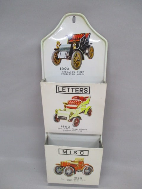 1960's Tin Classic Cars Pocket Wall Organizer: 14.5" x 5"