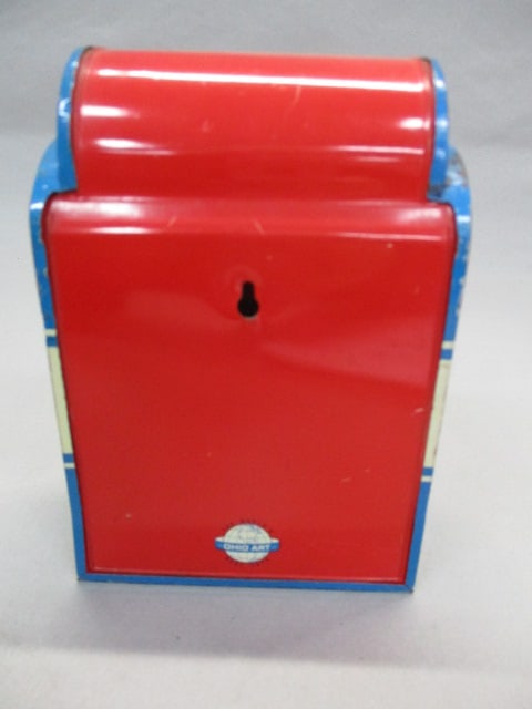 2 Vintage Tin Mailbox Banks "Mailman" & "Mr Zip" - 6