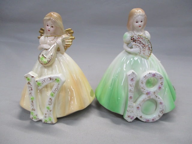 2 Josef Originals 17 & 18 Birthday Girls Figurines 6": 18 Figurine Has Broken Arm & Wings - See All Pictures