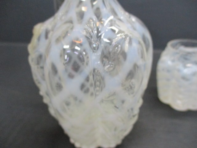 Northwood White Opalescent Glass Pitcher/Cruet 6" - 4