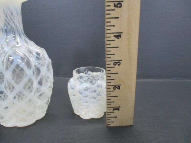 Northwood White Opalescent Glass Pitcher/Cruet 6" - 7