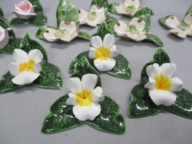 13 Porcelain Flower Place Card Holders - 4