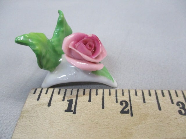 12 Pink Porcelain Flower Place Card Holders - 6