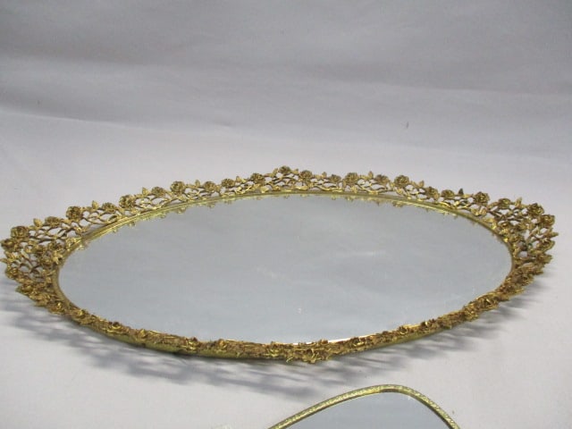 Vintage Vanity Set Mirror Tray, Brush, Comb & Hand Mirror - 2