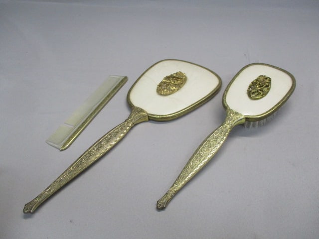Vintage Vanity Set Mirror Tray, Brush, Comb & Hand Mirror - 6