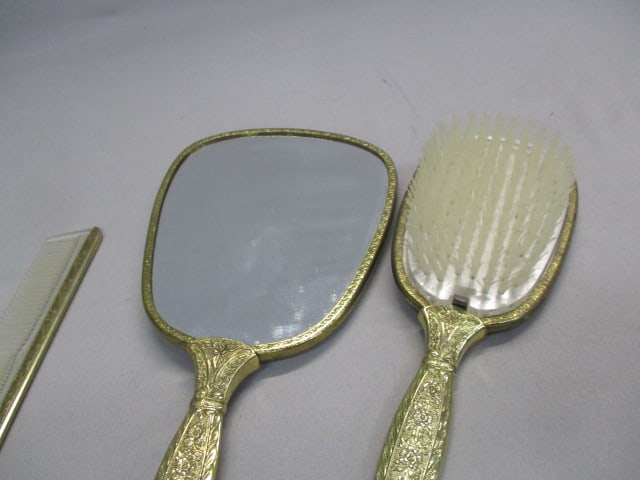 Vintage Vanity Set Mirror Tray, Brush, Comb & Hand Mirror - 8