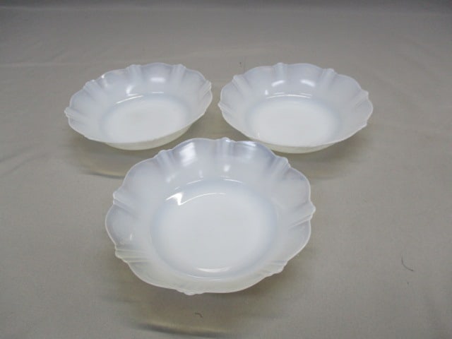 3 Macbeth-Evans American Sweetheart White Milk Glass Berry Bowls: 6"