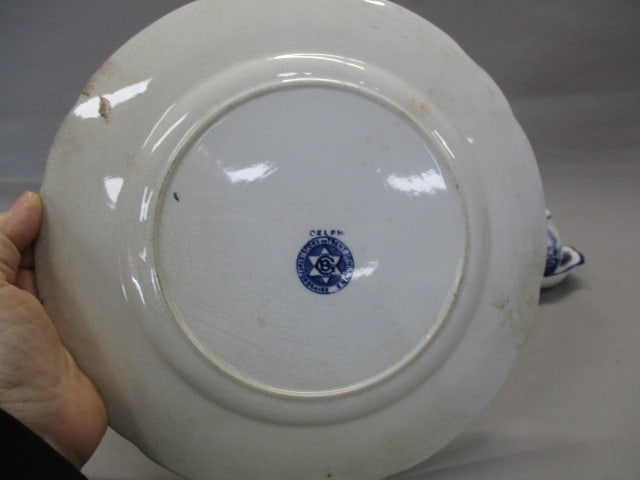 Delph 10.5" Plate Blue Delft Salt & Pepper Shakers w/Tray - 3