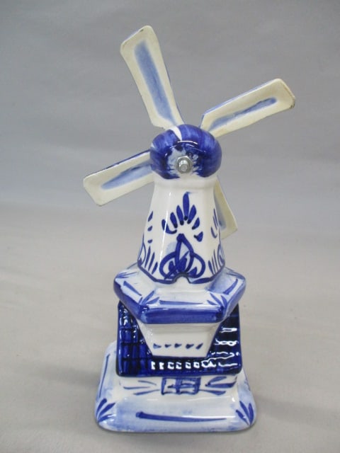 Blue & White Ceramic Windmill 8.5 - 4
