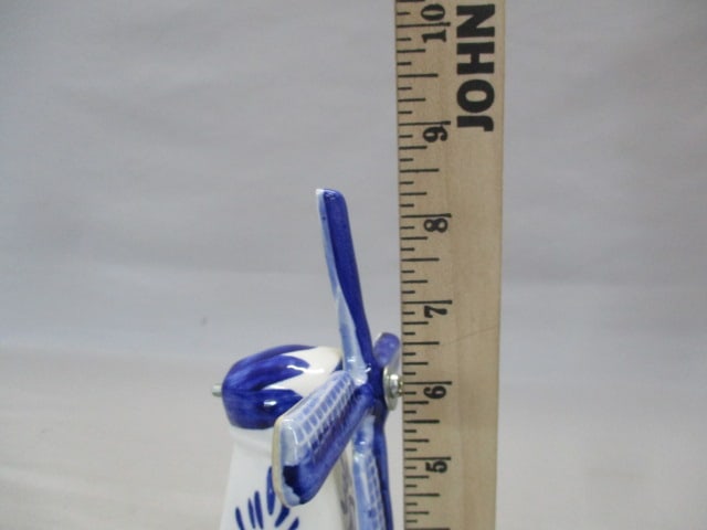 Blue & White Ceramic Windmill 8.5 - 6
