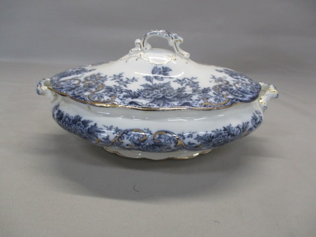 Antique English Flow Blue Lidded Tureen (1 of 8)
