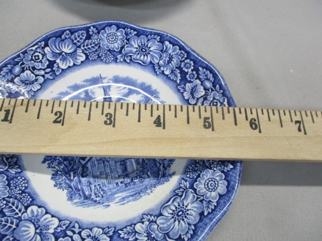 6 Liberty Blue Historic Colonial Scenes "Old North Church" Saucers - 4
