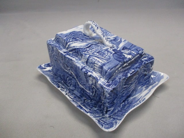 James Kent "Old Foley" Blue & White Cheese Dish 7": .