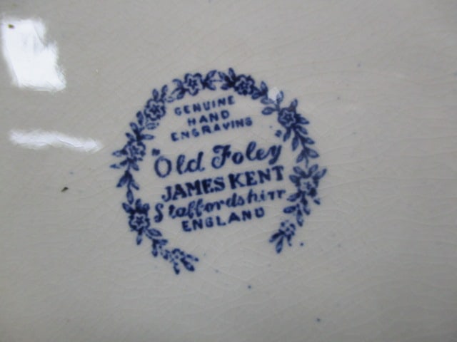 James Kent "Old Foley" Blue & White Cheese Dish 7" - 3