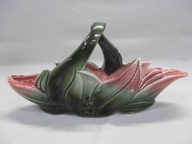 Hull Pottery "Poinsettia Leaf" Basket Planter: 12" x 6"