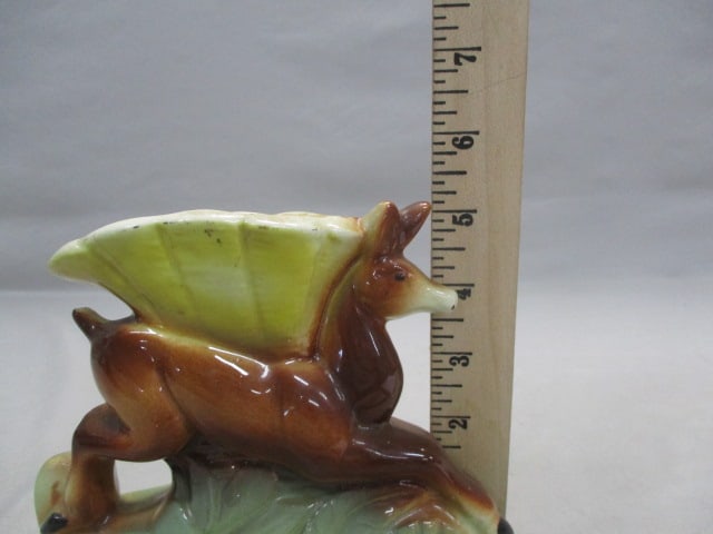 1950's MCM American Bisque Pottery Leaping Deer Planter - 5