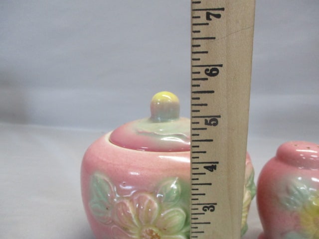 1950's Hull Pottery Sunglow Grease Jar and Salt & Pepper Shaker Set - 10