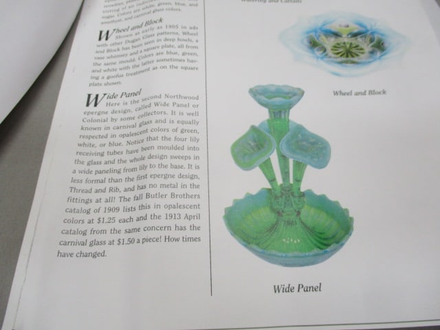 Vintage Northwood Epergne Wide Panel Opalescent Green - 10